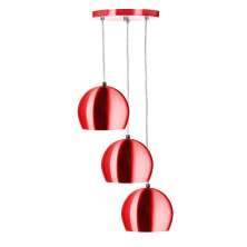 Lustre Pendente Aluminio Bola Triplo 15cm Cereja