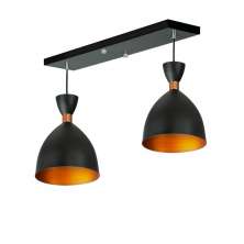 Lustre Pendente Califórnia Duplo Base Retangular Preto