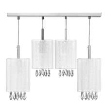 Lustre Pendente Cganza Quadruplo Quadrado Para Sala Branco