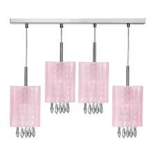 Lustre Pendente Cganza Quadruplo Quadrado Para Sala Rosa