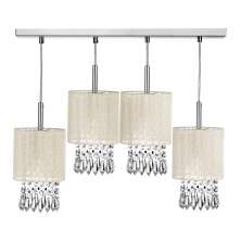 Lustre Pendente Cganza Quadruplo Redondo Bege