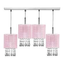 Lustre Pendente Cganza Quadruplo Redondo Rosa