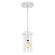Lustre Pendente Cilindrico Clear Glass Branco