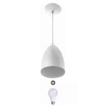 Lustre Pendente Cone Alumínio 20x14cm Branco + Lampada