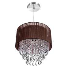 Lustre Pendente De Organza e Cristal Acrílico Manucrillic Marrom