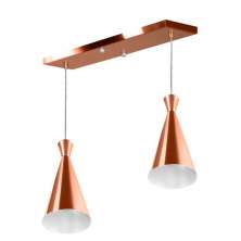 Lustre Pendente Funil Duplo Base Retangular Cobre