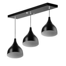 Lustre Pendente Gota Triplo Base Retangular Preto