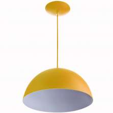 Lustre Pendente Meia Lua 40cm De Alumínio Amarelo