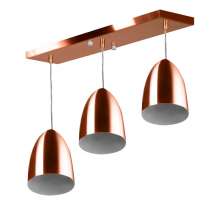 Lustre Pendente Sadan Triplo Base Retangular Cobre