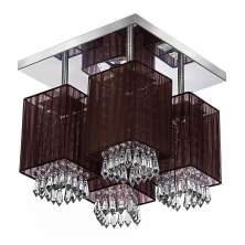 Lustre Plafon Quadclear Organza Quadrado Marrom Maravilhoso