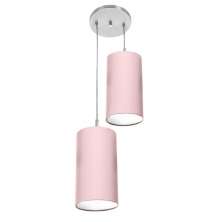 Pendente Cilindrica Duplo De Cupula 14x25cm Rosa
