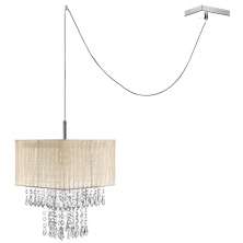 Pendente Cupula Cristal Acr Marrycrilic Bege Com Deslocador