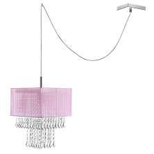Pendente Cupula Cristal Acr Marrycrilic Rosa com Deslocador