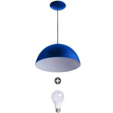Pendente Meia Lua 40 Alumínio Azul Com Lampada