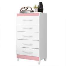 Cômoda Esmeralda 5 Gavetas Quadriflex Branco/Rosa Matte - Móveis Albatroz
