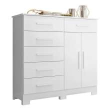 Cômoda Xangai 2 Portas e 6 Gavetas Branco - Móveis Albatroz