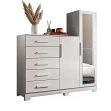 Cômoda com Espelho 5 Gavetas 2 Portas New Master Branco - Móveis Albatroz