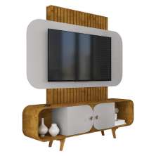 Home Estante Rack Embau Para TV até 75 Polegadas Naturale/Off White