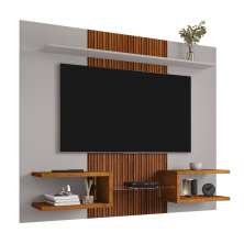 Painel Atlas Sala Tv Até 55 Polegadas Off White/Naturalle/Ripado
