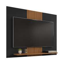 Painel Sala Compact para TV até 50 Polegadas Preto Fosco/Naturale/Ripa