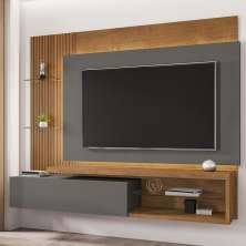 Painel Sala Copacabana para TV até 65 Polegadas Naturale/Titanium/Ripado