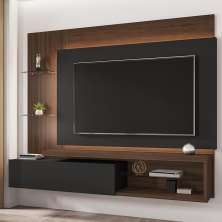 Painel Sala Copacabana para TV até 65 Polegadas Nogal/Preto Fosco