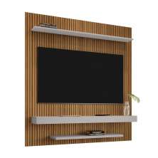 Painel Sala Leme para TV até 60 Polegadas Cinamomo/Ripado/Off White