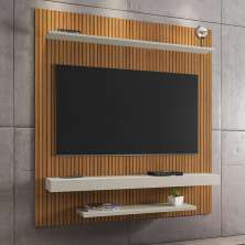 Painel Sala Leme para TV até 60 Polegadas Ripado/Off White