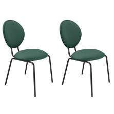 Conjunto com 2 Cadeiras Sofia Veludo Verde e Preto