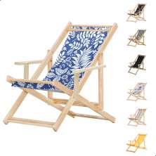 Cadeira Espreguiçadeira Dobrável Madeira C/B - List Azul/Branco
