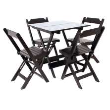 Conjunto Dobrável 70 x 70 com 4 Cadeiras Madeira Maciça Mista