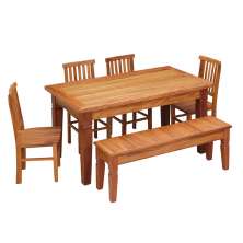 Conjunto Mesa de Jantar 1,5 M 4 Cadeiras Mineira e Banco Madeira de Demolição