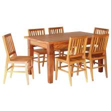 Conjunto Mesa de Jantar 1,5M 6 Cadeiras Madri Madeira de Demolição