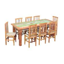 Conjunto Mesa de Jantar 2M 8 Cadeiras Mineira Madeira de Demolição Pátina