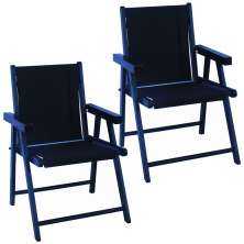 Kit 2 Cadeira Praia Dobrável Madeira Black-Preto