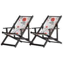 Kit 2 Espreguiçadeiras Dobrável Black CB-Cinza Floral