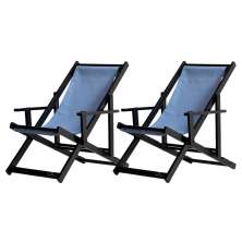 Kit 2 Espreguiçadeiras Dobrável Black CB-Triang Azul