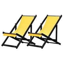 Kit 2 Espreguiçadeiras Dobrável Black SB-Amarelo