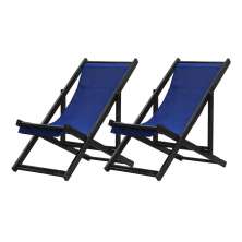 Kit 2 Espreguiçadeiras Dobrável Black SB-Azul Marinho
