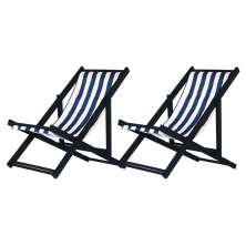 Kit 2 Espreguiçadeiras Dobrável Black SB-L Azul/Branco