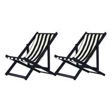 Kit 2 Espreguiçadeiras Dobrável Black SB-L Preto/Branco