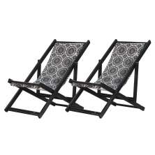 Kit 2 Espreguiçadeiras Dobrável Black SB-Mandala