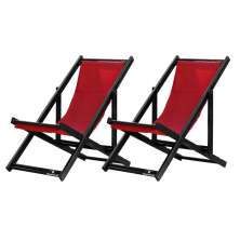 Kit 2 Espreguiçadeiras Dobrável Black SB-Vermelho