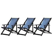 Kit 3 Espreguiçadeiras Dobrável Black CB-Azul
