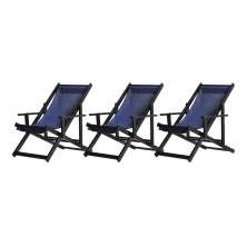 Kit 3 Espreguiçadeiras Dobrável Black CB-Azul Escuro