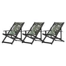 Kit 3 Espreguiçadeiras Dobrável Black CB-Folhas Verdes