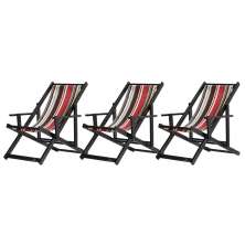 Kit 3 Espreguiçadeiras Dobrável Black CB-L Marrom/Vermelho