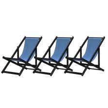 Kit 3 Espreguiçadeiras Dobrável Black SB-Azul