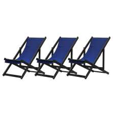 Kit 3 Espreguiçadeiras Dobrável Black SB-Azul Marinho