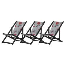 Kit 3 Espreguiçadeiras Dobrável Black SB-Cinza Floral